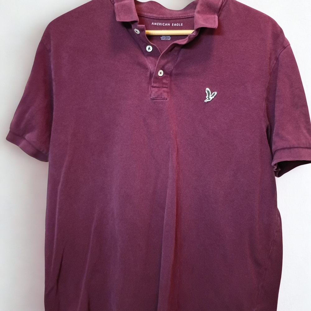 American Eagle Outfitters Men's Maroon Polo Shirt